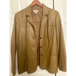 TALBOTS GOLD SOFT LEATHER JACKET WOMENS SIZE 16